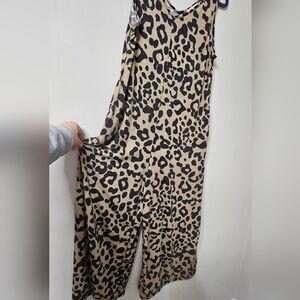 Bombom Chic Leopard Print Women's Flare Jumpsuit